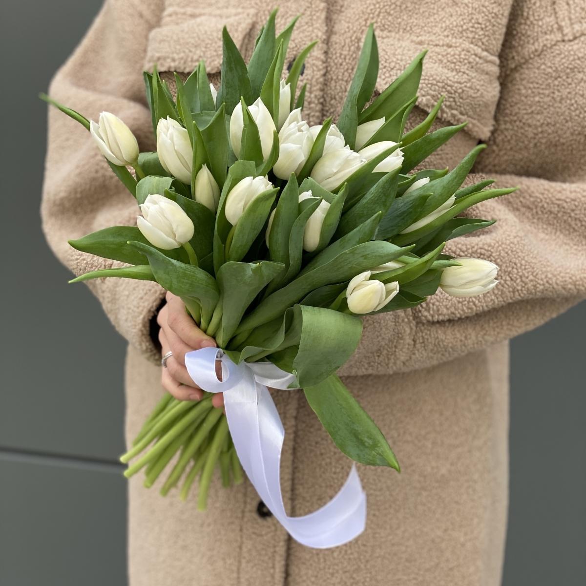 Букет из 25 белых тюльпанов