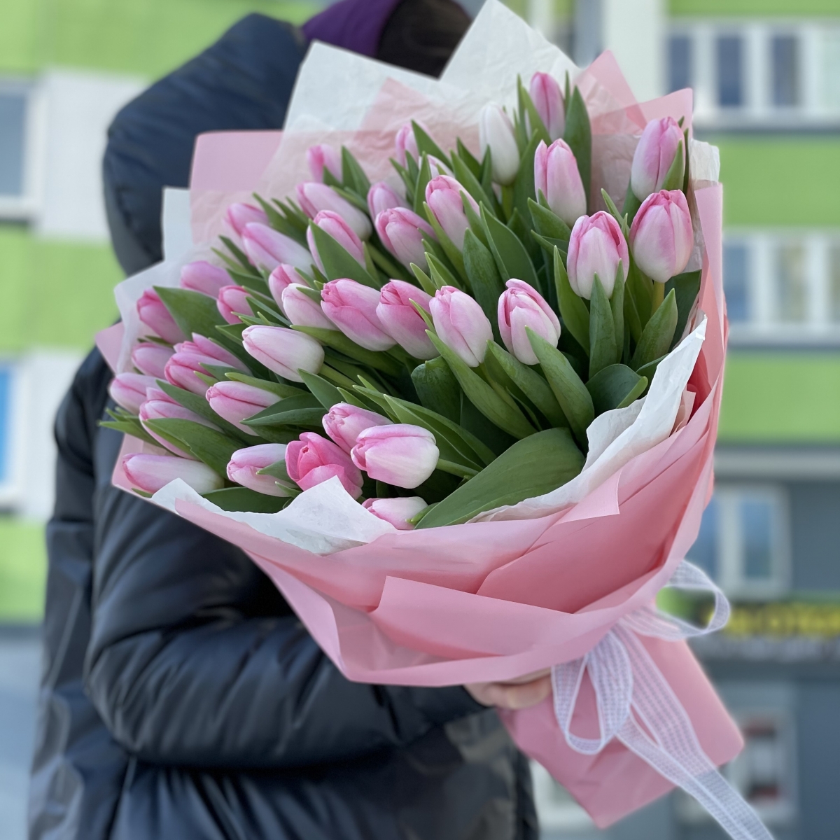 Букет Моя Весна из 51 розового тюльпана