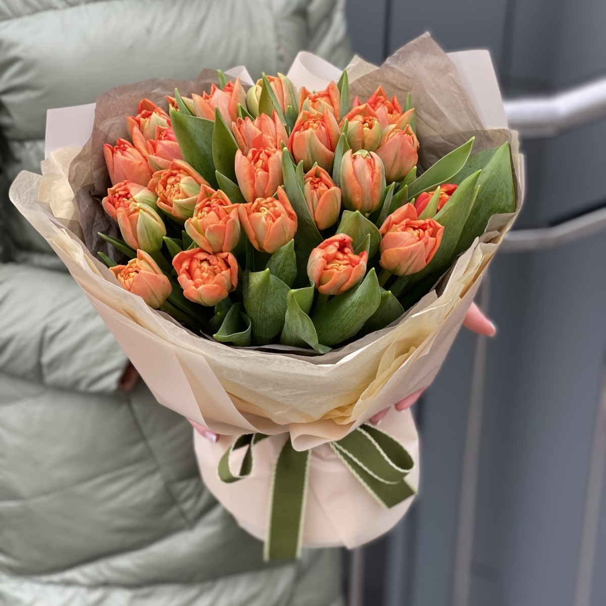 Букет Оранж из пионовидных тюльпанов 25 шт