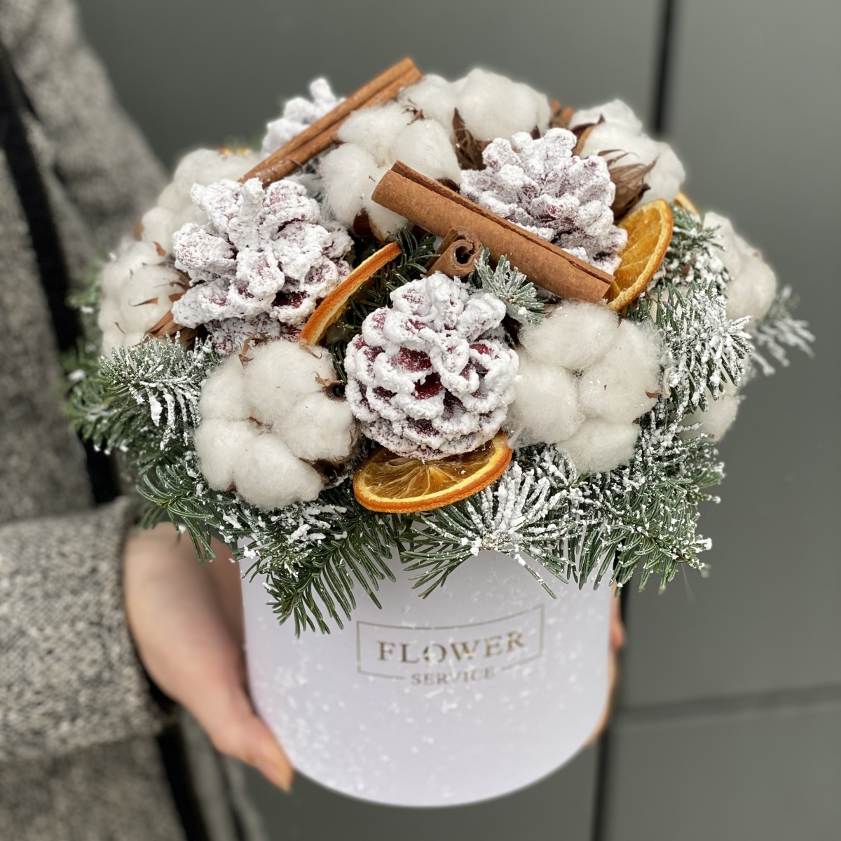 Зимняя Снежок композимия из хлопка и нобилиса