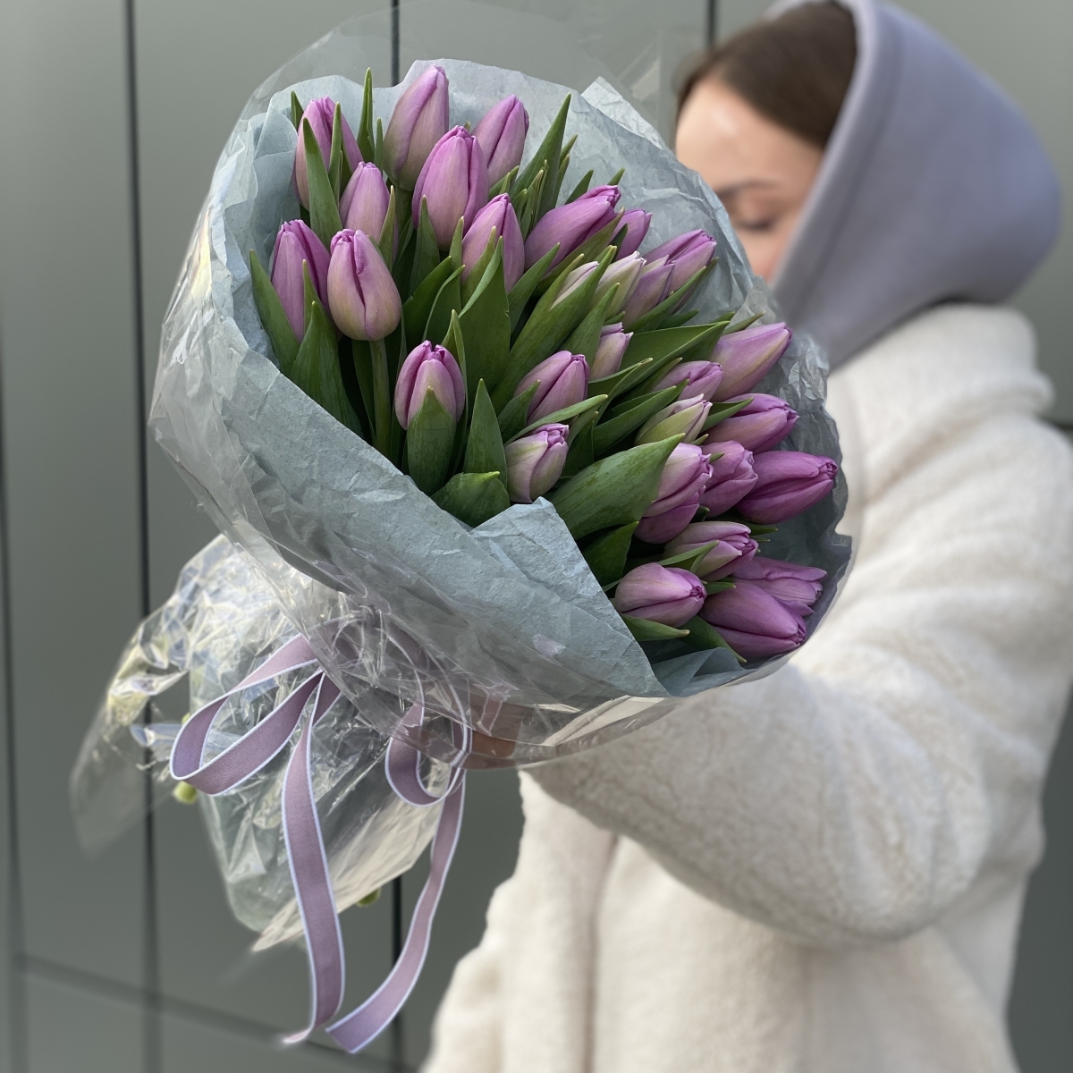 Букет Моя Весна из 31 сиреневого тюльпана