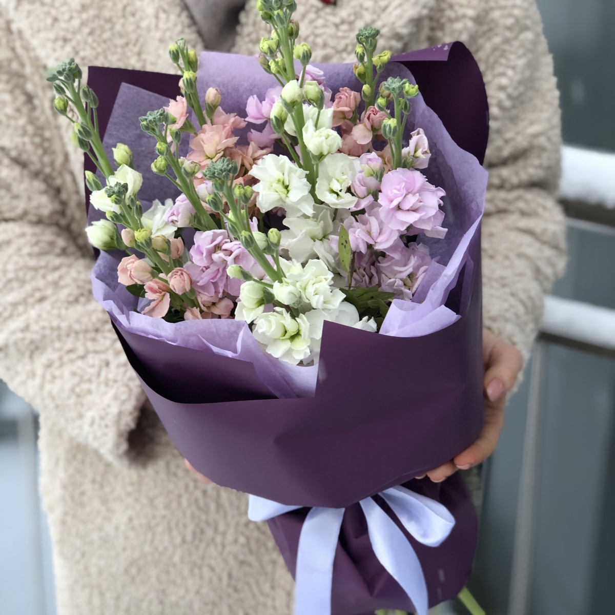 Букет Лавандовый раф из 9 маттиол микс