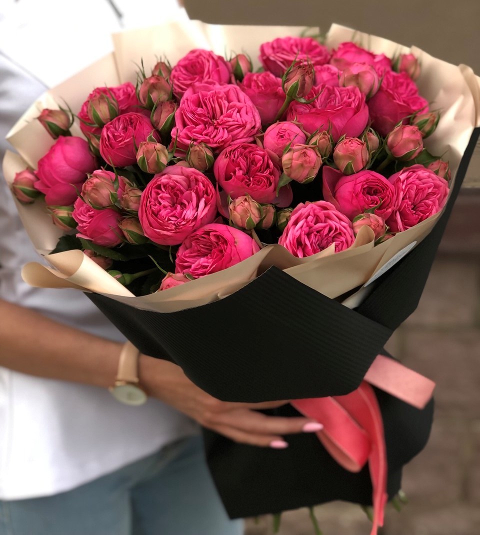 Букет с пионовидными розами Пинк Пиано